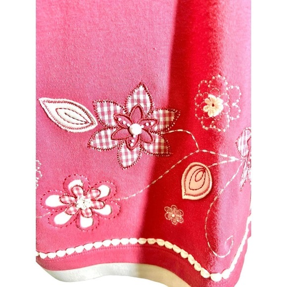 ALFRED Dunner Pink White Floral Embroidered Short Sleeve Top Women's Size Medium - Picture 5 of 7